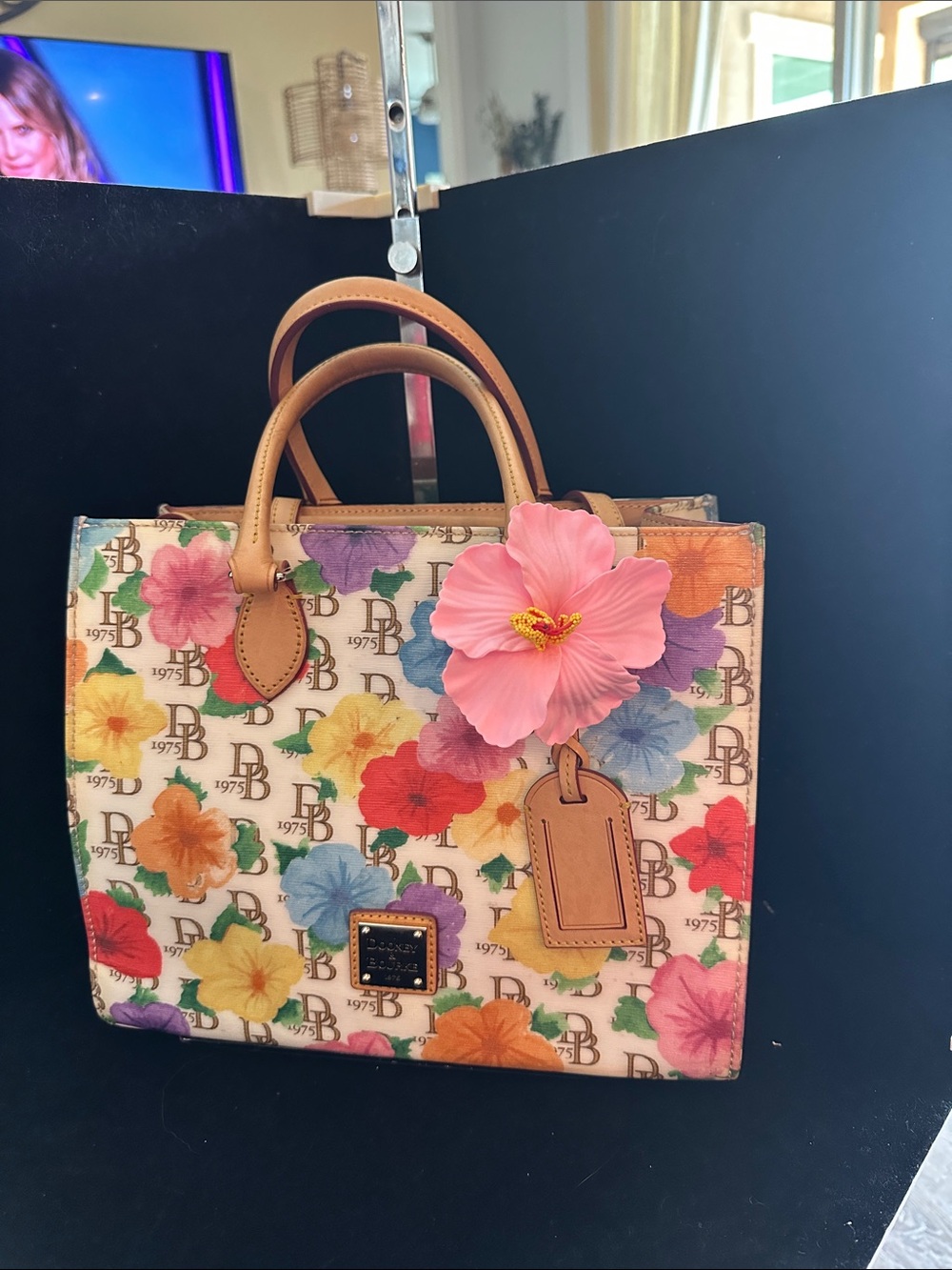 Dooney & Bourke #085 Janine Hibiscus Floral Satchel